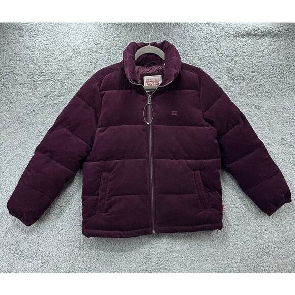 LEVI NWOT‎ Corduroy Puffer Jacket Purple Mid-weight Warm Winter - Picture 1 of 11
